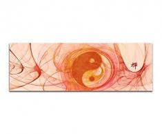 Energie Balance Feng shui Abstrakt344_150x50cm Bild auf Leinwand YinYan Abstraktes Motiv Panoramabild Kunstdruck auf Keilrahmen