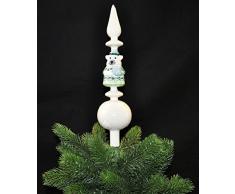 Christbaumspitze Glas 34cm Spitze Matt Glitzer Bär Eule Pinguin Tannenbaum, Motiv/Art:Bär Tasse