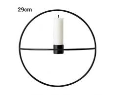 Surenhap Wandteelichthalter, Wandkerzenhalter Wanddekoration 3D Geometrische Rund Metall Kerzenständer auch als Blumenhalter Size 29cm (Schwarz)