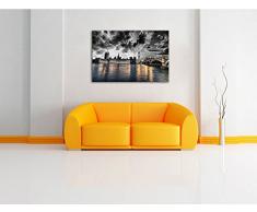 wunderschöne Westminster Abbey mit Big Ben schwarz/weiß Format: 100x70 auf Leinwand, XXL riesige Bilder fertig gerahmt mit Keilrahmen, Kunstdruck auf Wandbild mit Rahmen, günstiger als Gemälde oder Ölbild, kein Poster oder Plakat