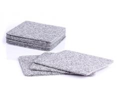 10er Set Glasuntersetzer aus Filz in graumeliert (und weitere Farben wählbar), Edel und elegant, 10cm quadratisch
