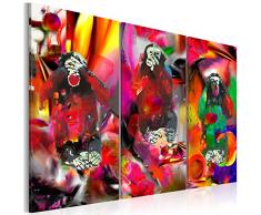 murando - Bilder 135x90 cm - Leinwandbilder - Fertig Aufgespannt - Vlies Leinwand - 3 Teilig - Wandbilder XXL - Kunstdrucke - Wandbild - Abstrakt Tiere Affen bunt - wie gemalt g-A-0106-b-e