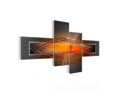 Runa Art Bilder Abstrakt Wandbild 200 x 100 cm Vlies - Leinwand Bild XXL Format Wandbilder Wohnzimmer Wohnung Deko Kunstdrucke Orang 4 Teilig - Made in Germany - Fertig Zum Aufhängen 103341a