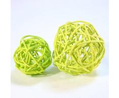 Rattankugeln sortiert, 3 cm, 4 cm, 7 cm, 10 Stück, Dekokugeln Tischdekoration - Apfelgrün