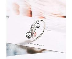 WWJJTT Pink Kristallglocke weibliche japanische und koreanische einfache natürliche Erdbeerkristall offener Ring Trend Einstellbarer Schwanz Ring