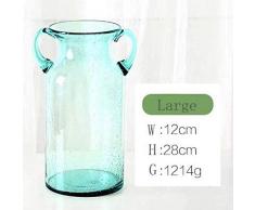 VBJDKB Retro Rosa/Grren Allmähliche Milchglas Transparente Vase Gerades Rohr Hydroponik Flasche Blumenvase Home/Party/Hochzeit Dekor, Blau C