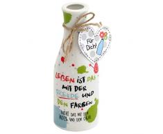 Die Geschenkewelt 45355 Vase mit Text Leben ist das mit der Freude, Porzellan, mit Geschenk-Anhänger