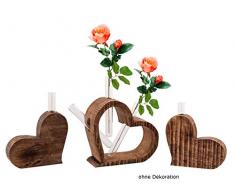 Tischdeko Herzen 3-teilig Blumenvase Hochzeitsgeschenk Hochzeitsdeko Mangoholz massiv