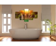 Visario Leinwandbilder 5503 Bild auf Leinwand Wasserfall, 160 x 80 cm , 5 Teile