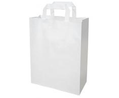 250 Papiertragetaschen Papier tüte groß in weiß 32+12x40 cm - good4food