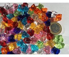 CRYSTAL KING 100 Stück 15mm Glitzernde Bunte Deko Eis Diamanten Brillianten Strasssteine Acrylsteine basteln Dekosteine Gltzersteine Strass Steine Zum Verzieren Dekorieren