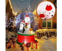 CCLIFE Led selbstschneiender Schneemann mit Schneefall Beleuchtet Aufblasbar snowman outdoor Schneiender Weihnachtsbeleuchtung weihnachtsdeko Weihnachtsfigur