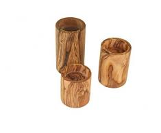 D.O.M.® Teelichthalter aus Olivenholz im 3er Set