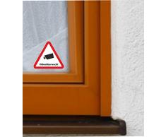 5-Set Aufkleber Videoüberwacht als Dreieck - 5x4,5 cm - Sicherheit für Ihr Fenster am Haus oder Büro