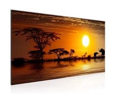 Bilder Afrika Elefant Wandbild Vlies - Leinwand Bild XXL Format Wandbilder Wohnzimmer Wohnung Deko Kunstdrucke Orang 1 Teilig - MADE IN GERMANY - Fertig zum Aufhängen 000512a