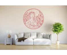 INDIGOS 4051095426271 Wandtattoo / Wandsticker - d111 Ornament hübsche Frau mit Blumen und Blümchen , Vinyl, haselnussbraun, 120 x 119 x 1 cm
