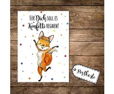 ilka parey wandtattoo-welt A6 Postkarte Print Fuchs Füchschen Spruch Für Dich soll es Konfetti regnen Karte Grußkarte Punkte pk251 - ausgewählte Größe: *1 Stück*