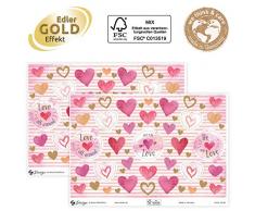 AVERY Zweckform Dekosticker 112 Aufkleber Herzen, Love (Etiketten auf A5 Bogen, Klebeetiketten für Geburtstag, Hochzeit, Feiern, Geschenke und Karten, mit Goldeffekt) 54559