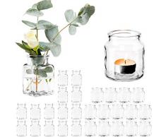 Giessle 30 teiliges Set mit [ 15x Windlichter UND 15x Vasen ] Teelichtglas, Gläser für Teelicht, kleine Glasvase