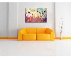 Mohn im Weizenfeld Kunst Pinsel Effekt, Format: 100x70 auf Leinwand, XXL riesige Bilder fertig gerahmt mit Keilrahmen, Kunstdruck auf Wandbild mit Rahmen, günstiger als Gemälde oder Ölbild, kein Poster oder Plakat