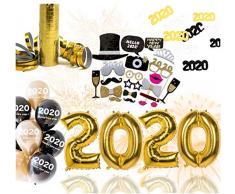 TK Gruppe Timo Klingler XXL Silvester Deko Set 2020 - mit Luftballons, Luftschlangen, Latexballons, Konfetti, Fotorequisitten als Dekoration zu Neujahr (XXL Set)