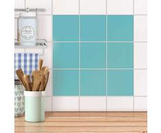 creatisto Fliesen aufkleben I Muster-Fliesenfolie Badezimmerfliesen Dekofolie Küchengestaltung I 10x10 cm Farbe Türkisgrün Light - 9 Stück