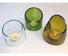Teelichter-Set für Weinflaschen, Grün, 4 Stück olivgrün