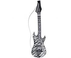Amakando Deko Luftgitarre Rockstar Gummigitarre Zebra Rocker Inflatable Guitar Aufblasbare Gitarre Partydeko aufblasbar Mottoparty Musikinstrument Accessoire Party Gitarren Instrument