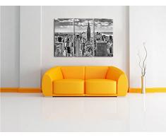 Monocrome, New York, Manhattan 3-Teiler Leinwandbild 120x80 Bild auf Leinwand, XXL riesige Bilder fertig gerahmt mit Keilrahmen, Kunstdruck auf Wandbild mit Rahmen, gänstiger als Gemälde oder Ölbild, kein Poster oder Plakat