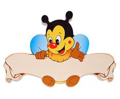 alles-meine.de GmbH Türschild / Namensschild / Wandbild - aus Holz - Biene - Schild selbstklebend - für Kinderzimmer / oder Haustier Hundehütte - Tiere für Kinder Tier - Honi..