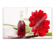 Acrylglasbilder 80x50cm Blume rot Wellness Spa Feng Shui Öl Handtuch Acryl Bilder Acrylbild Acrylglas Wand Bild 14H085