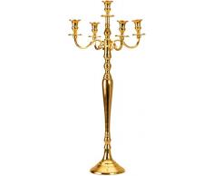 Lifestyle & More Kerzenständer 5-armig Kerzenleuchter Kandelaber aus Metall Gold Höhe 80 cm