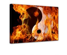 Kunstdruck - Yin und Yang im Feuer - Bild auf Leinwand - 60x50 cm - Leinwandbilder - Urban & Graphic - Asien - asiatisches Symbol - Taiji - Daoismus