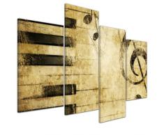 Wandbild - Grunge Musik - Bild auf Leinwand - 120x80 cm 4 teilig - Leinwandbilder - Bilder als Leinwanddruck - Urban & Graphic - stilvolle Komposition mit Musikelementen