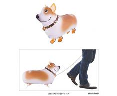 Folienballon braun weißer Hund mit Halsband, 59cm X 40 cm