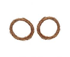 Fenteer 2 Stück Holzkranz Kranz rund Rattan Palmwurzel Naturdeko Weide Rattan Dekor