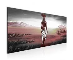 Bilder Afrika Massai Wandbild Vlies - Leinwand Bild XXL Format Wandbilder Wohnzimmer Wohnung Deko Kunstdrucke Rosa Grau 1 Teilig - MADE IN GERMANY - Fertig zum Aufhängen 001612b