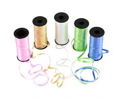 Naler Geschenkband Polyband in 5 Farben Ringelband Deko Band für Ballonverschlüsse Geschenkverpackung Basteln (5 Rollen)