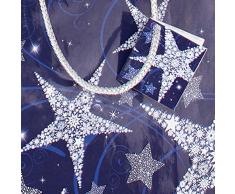 SIGEL GT025 große Papier-Geschenktüten 33 x 26 cm, Weihnachten 5er Set, blau - weitere Größen