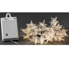 Konstsmide 3761-103 LED Dekolichterkette Acrylsterne / für AuÃen (IP44) / Batteriebetrieben: 4xAA 1.5V (exkl.) / mit Lichtsensor, 6h und 9h Timer / 80 warm weiÃe Dioden / transparentes Kabel