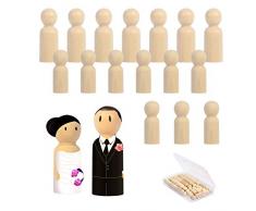 18Stk Holzfiguren Spielfiguren zum Basteln Spiele DIY Figuren Holz Malerei Puppen für Kinder Mann Frau Junge Mädchen (8Stk-55mm,10Stk-43mm)