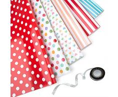 Joeyer 6 Bögen Geschenkpapier, Buntes Geschenkpapier (Gefaltet) für Geburtstag, Urlaub, Babyparty, Ostern, Weihnachten GeschenkpapierWeihnachten Geschenkpapier