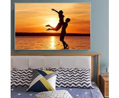 Moderne Landschaftsposter und Wandbilder Leinwandbilder Romantik Strandliebhaber und Wohnzimmerdekoration Sonnenaufgang Bild Rahmenlos 40x60cm