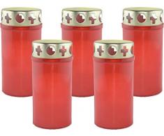 Unbekannt Grablicht Brenner Nr. 3 mit Golddeckel ROT, Dauerbrenner, 5er Set, Grabkerzen, Tagebrenner