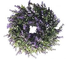 Unbekannt Blumenkranz Türkranz Kranz Lavendel lila grün Ø 30 cm Blumen Blütenkranz Zum hängen toller Hingucker für Das Ganze Jahr Dekokranz