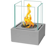 Tischkamin 17x13 cm aus Edelstahl Bio-Ethanolkamin grau