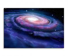 Fotoleinwand 90x60cm Illustration – Spiralförmige Galaxie auf Leinwand exklusives Wandbild moderne Fotografie für ihre Wand in vielen Größen