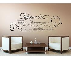 Wandora G027 Wandtattoo Wandaufkleber Wandsticker Zitat Zuhause ist wo die Liebe wohnt ... Familie Liebe Lächeln Blumenranke schwarz (BxH) 100 x 35 cm