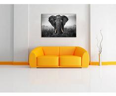 prachtvoller Elefant schwarz/weiß Format: 100x70 auf Leinwand, XXL riesige Bilder fertig gerahmt mit Keilrahmen, Kunstdruck auf Wandbild mit Rahmen, günstiger als Gemälde oder Ölbild, kein Poster oder Plakat