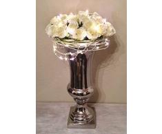 Trumpet Keramikvase Trompetenvase Dekovase Blumenvase Vase Keramik Shabby Chic Silber 25 cm